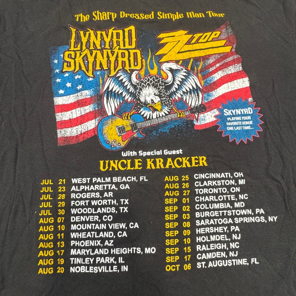 Lynyrd Skynyrd ZZ‎ Top Uncle KrackerXL Concert Tee The Sharp Dressed Simple Man